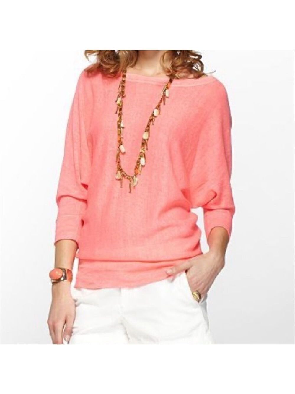 Lilly Pulitzer Bess Dolman Neon Linen Sweater Top